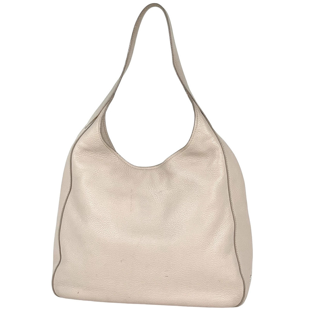 Prada beige grained leather hobo shoulder bag slouchy silhouette White